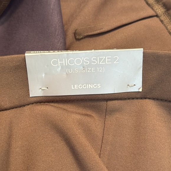 NWT Chico's Tan Faux-Leather Front Ponte Leggings Size L/12 - Picture 11 of 15